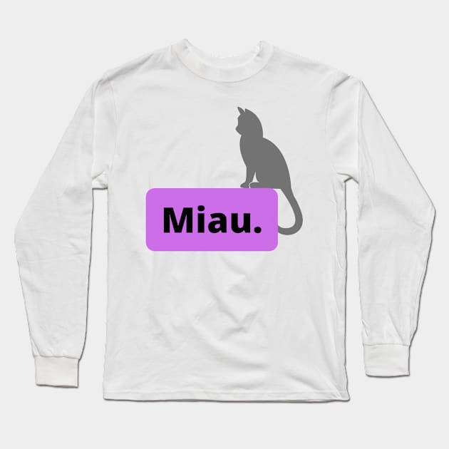 Gray Cat Long Sleeve T-Shirt by MKB - Designer